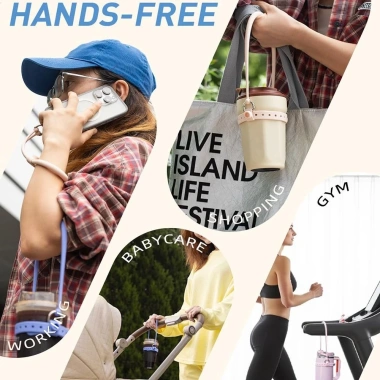 Dây đeo đựng đồ uống COFORDOS màu trơn, điều chỉnh linh hoạt, tay cầm chai nước silicone tái sử dụng - Giá ưu đãi 98.120₫