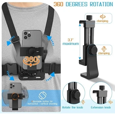 Dây đeo ngực kẹp điện thoại 360 tròn, tương thích GoPro – Giá chỉ 51.107₫