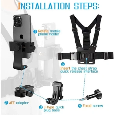 Dây đeo ngực kẹp điện thoại 360 tròn, tương thích GoPro – Giá chỉ 51.107₫