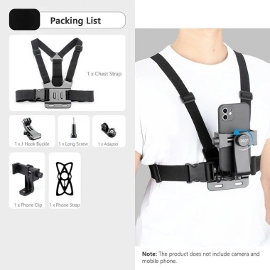 Dây đeo ngực kẹp điện thoại 360 tròn, tương thích GoPro – Giá chỉ 51.107₫