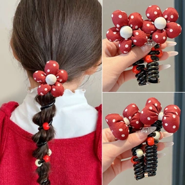 Dây điện thoại & dây buộc tóc cho bé gái – Nơ hoa, bong bện, dây lò xo, cuộn tóc