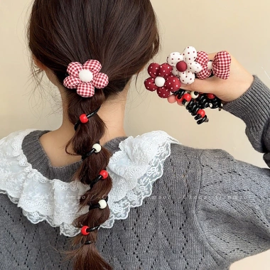 Dây điện thoại & dây buộc tóc cho bé gái – Nơ hoa, bong bện, dây lò xo, cuộn tóc