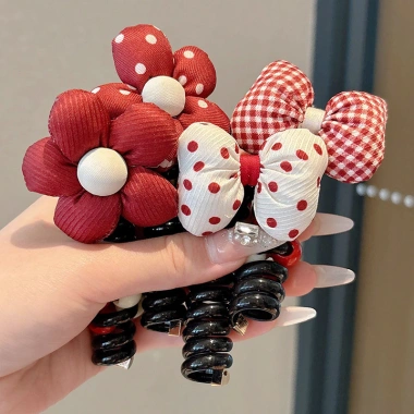 Dây điện thoại & dây buộc tóc cho bé gái – Nơ hoa, bong bện, dây lò xo, cuộn tóc 8 Dây điện thoại & dây buộc tóc cho bé gái – Nơ hoa, bong bện, dây lò xo, cuộn tóc 8