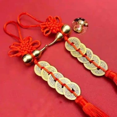 Dây Đồng Xu Ngũ Đế Hồ Lô Đồng Treo Phong Thủy Decor May Mắn Tài Lộc 8