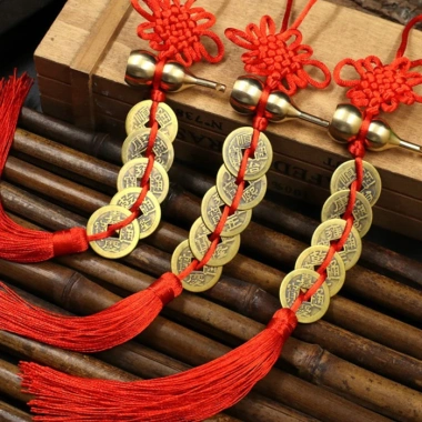 Dây Đồng Xu Ngũ Đế Hồ Lô Đồng Treo Phong Thủy - Decor May Mắn Tài Lộc, Tặng Cát Chu Sa và Móc Treo, Giá 19.600 2