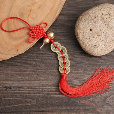Dây Đồng Xu Ngũ Đế Hồ Lô Đồng Treo Phong Thủy - Decor May Mắn Tài Lộc, Tặng Cát Chu Sa và Móc Treo, Giá 19.600 3