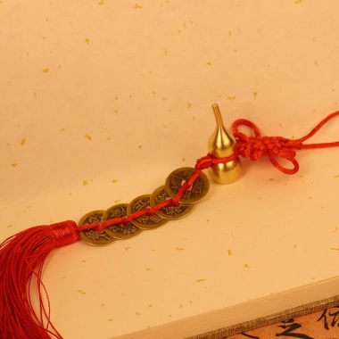 Dây Đồng Xu Ngũ Đế Hồ Lô Đồng Treo Phong Thủy - Decor May Mắn Tài Lộc, Tặng Cát Chu Sa và Móc Treo, Giá 19.600 6