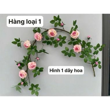 Dây Hoa Hồng Giả Pháp Cổ Leo 1.7m 7 Hoa 8 Nụ Thân Rêu Giống Thật Cao Cấp Giá 105k