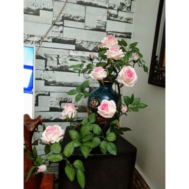 Dây Hoa Hồng Giả Pháp Cổ Leo 1.7m 7 Hoa 8 Nụ Thân Rêu Giống Thật Cao Cấp Giá 105k 6