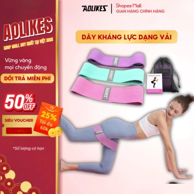 Dây kháng lực AOLIKES miniband vải đàn hồi tập chân, mông, đùi gym nam nữ, đai trợ lực cao cấp