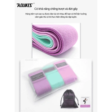 Dây kháng lực AOLIKES miniband vải đàn hồi tập chân, mông, đùi gym nam nữ, đai trợ lực cao cấp