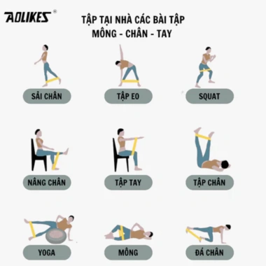 Dây kháng lực AOLIKES tập chân, gym yoga miniband cao su đàn hồi - Thay thế tạ nặng, giá chỉ 27.000 VND