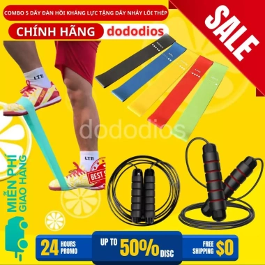 Dây kháng lực bóng đá 5 dây + tặng dây nhảy lõi thép - Tập cơ chân, đùi mông, cổ chân hiệu quả, chỉ 99k