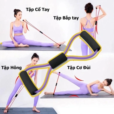 Dây Kháng Lực Đàn Hồi 8 Đầu Tập Gym Tại Nhà - Giảm Mỡ Bắp Tay, Săn Chắc Vòng 1