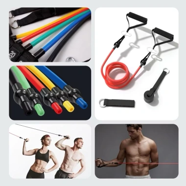 Dây kháng lực Hifit gym bộ ngũ sắc chính hãng - Đàn hồi tốt, chống đứt, tập body