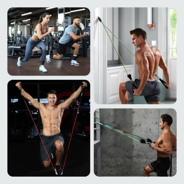 Dây kháng lực Hifit gym bộ ngũ sắc chính hãng - Đàn hồi tốt, chống đứt, tập body