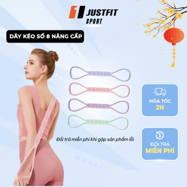 Dây kháng lực JustFit Sport Silicon 8 – Tập tay, vai, lưng, yoga, gym, 68k