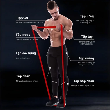 Dây kháng lực POWERBAND - Tập Gym Yoga, tăng cơ giảm mỡ, đủ mức kháng, chỉ 25.000 VND