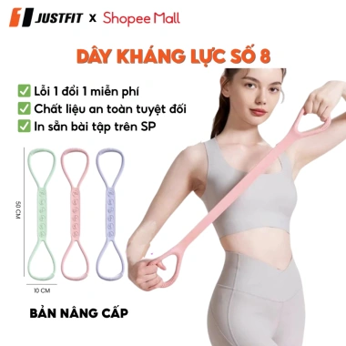 Dây kháng lực silicon JUSTFIT số 8 - Đàn hồi, tập yoga, vai lưng, gym tại nhà, giá 71.000đ