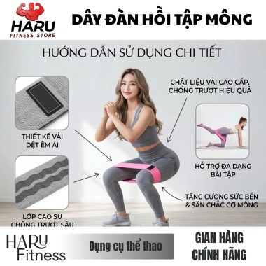 Dây Miniband Haru HR5 Kháng Lực Đàn Hồi Cao Su - Tập Mông Yoga Gym Tại Nhà