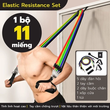 Dây Ngũ Sắc Tập Gym 6.017 Đàn Hồi Kháng Lực Full Body Giảm Giá 17% Tại Nhà