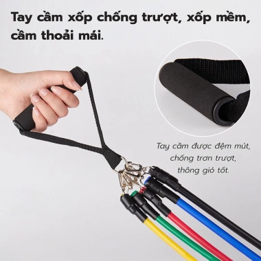 Dây Ngũ Sắc Tập Gym 6.017 Đàn Hồi Kháng Lực Full Body Giảm Giá 17% Tại Nhà