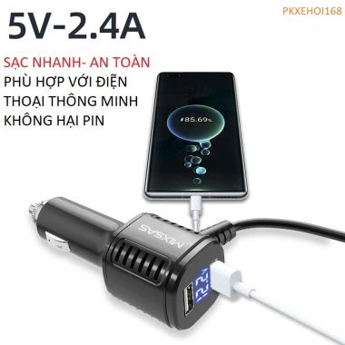 Dây nguồn cam hành trình xe hơi, cáp cắm 2 cổng sạc điện thoại, giá chỉ 35.000₫