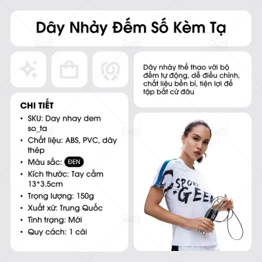 Dây nhảy thể lực đàn hồi kèm tạ, đếm số - Luyện tập thể dục, thể thao tiện lợi tại nhà, giá ưu đãi 65.000 VND 3