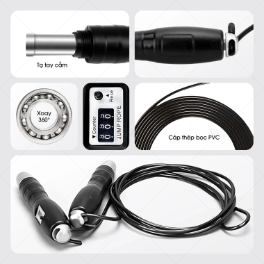 Dây nhảy thể lực đàn hồi kèm tạ, đếm số - Luyện tập thể dục, thể thao tiện lợi tại nhà, giá ưu đãi 65.000 VND 4