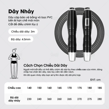 Dây nhảy thể lực đàn hồi kèm tạ, đếm số - Luyện tập thể dục, thể thao tiện lợi tại nhà, giá ưu đãi 65.000 VND 8