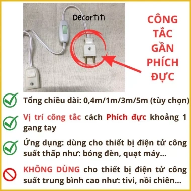 Dây Nối Công Tắc 0.4-5m - Dây Cắm Điện Tiện Lợi, Giá Rẻ 43.000₫ | Hỏa Tốc HCM