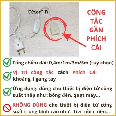 Dây Nối Công Tắc 0.4-5m - Dây Cắm Điện Tiện Lợi, Giá Rẻ 43.000₫ | Hỏa Tốc HCM