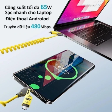 Dây sạc 4 trong 1 ô tô 1.5m, sạc nhanh PD 27W, C-C 65W, copy dữ liệu, giá 25.000₫ 8