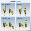 Dây sạc 4 trong 1 ô tô - Lò xo 1.5m, sạc nhanh PD 27W, C-C 65W, copy dữ liệu 2