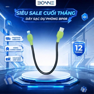 Dây sạc dự phòng BP08 sạc mọi thiết bị, bảo hành 1 năm lỗi 1 đổi 1 BONNE TECH