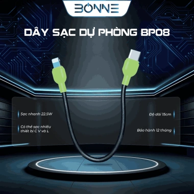 Dây sạc dự phòng BP08 sạc mọi thiết bị, bảo hành 1 năm lỗi 1 đổi 1 BONNE TECH