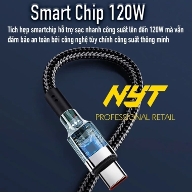 Dây Sạc Nhanh Type C 120W NYT N91 Kim Nhôm Cao Cấp - Tốc Độ PD Đỉnh, Giá 90K