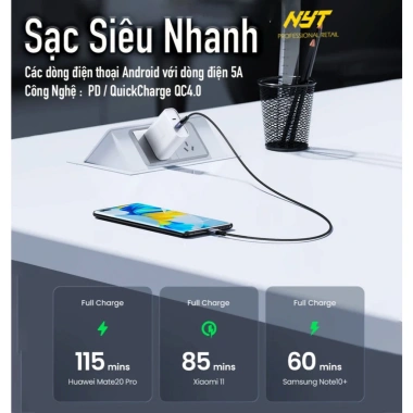 Dây Sạc Nhanh Type C 120W NYT N91 Kim Nhôm Cao Cấp - Tốc Độ PD Đỉnh, Giá 90K