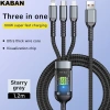 Dây sạc tự ngắt 3 trong 1 100W 6A - Micro USB, Type C, sạc nhanh, giá 20.500₫