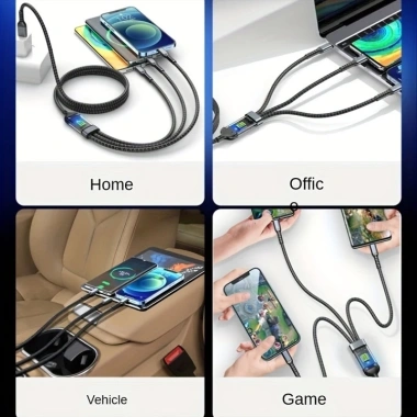 Dây sạc tự ngắt 3 trong 1 100W 6A - Micro USB, Type C, sạc nhanh, giá 20.500₫ 4