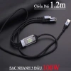 Dây sạc tự ngắt 3 trong 1 100W 6A - Micro USB, Type C, sạc nhanh, giá 20.500₫ 5