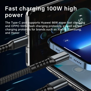 Dây sạc tự ngắt 3 trong 1 100W 6A - Micro USB, Type C, sạc nhanh, giá 20.500₫ 7