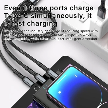 Dây sạc tự ngắt 3 trong 1 100W 6A - Micro USB, Type C, sạc nhanh, giá 20.500₫ 8