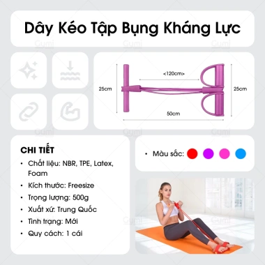 Dây tập bụng đàn hồi kháng lực 4 và 6 ống cao su - tập tại nhà chỉ 49.000đ giảm 9.800đ 3