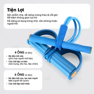 Dây tập bụng đàn hồi kháng lực 4 và 6 ống cao su - tập tại nhà chỉ 49.000đ giảm 9.800đ 7
