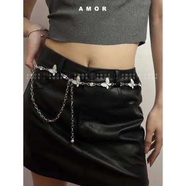 Dây thắt lưng bướm kim loại bạc phong cách boho cổ điển cho nữ đi váy - nhẹ 7