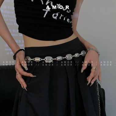 Dây thắt lưng bướm kim loại bạc phong cách boho cổ điển cho nữ đi váy - nhẹ 9