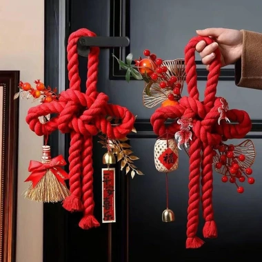 Dây thừng đỏ bện nút thắt trang trí Tết và Giáng Sinh, giá ưu đãi 78.000đ