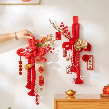 Dây thừng đỏ bện nút thắt trang trí Tết và Giáng Sinh, giá ưu đãi 78.000đ