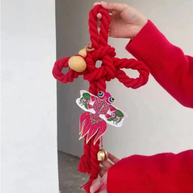 Dây thừng đỏ bện nút thắt trang trí Tết và Giáng Sinh, giá ưu đãi 78.000đ